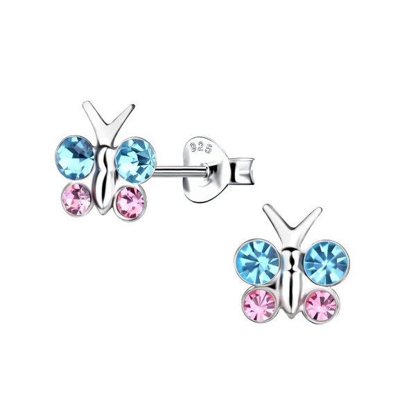 Silver Butterfly Screw Back Bullet Earnings - Picture 1 of 1